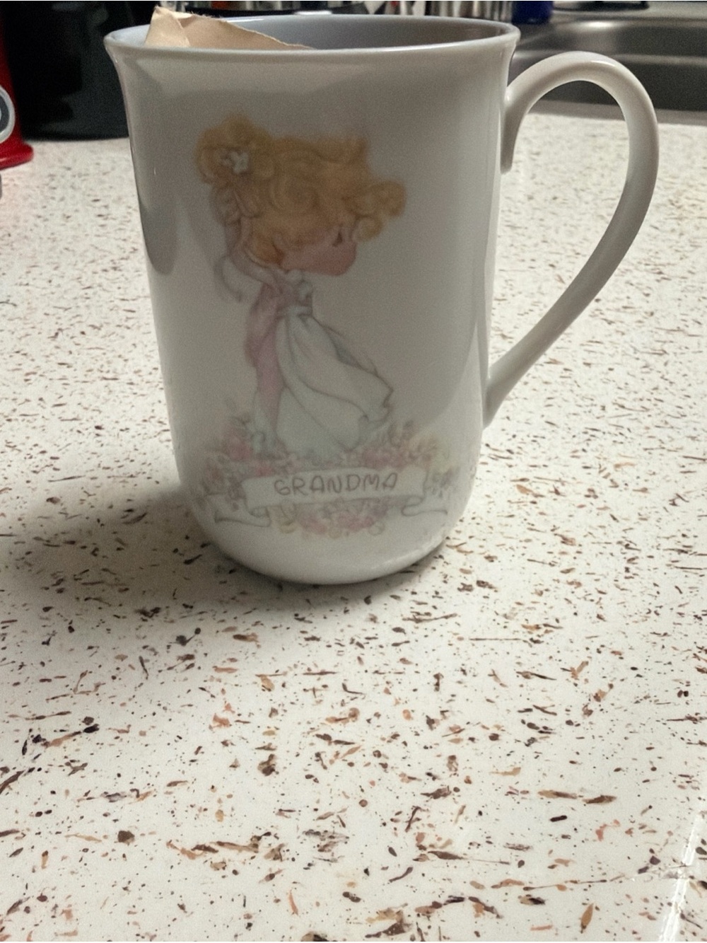 Precious Moments Grandma Mug - White with Pink and Blonde Accents